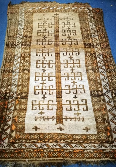 A Kurdish brown ground runner 225 x 135cm